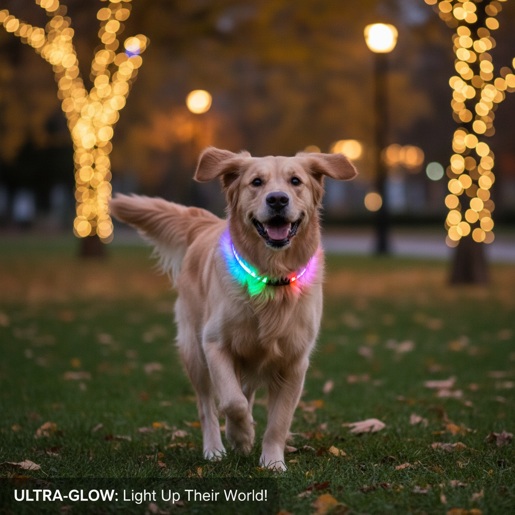 Perro con collar LED